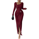 MONICA™ – Stylish Solid Color Twisted Long Dress