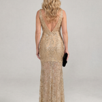 Audrey | Sequin Sheer Panel Midi Dress