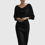 Genesis | White Draped Batwing Midi Dress