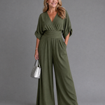 Carmen | Draped V-Neck Wide-Leg Jumpsuit