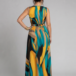 Zarela | Sleeveless Abstract Print Maxi Dress