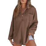 KATHRYN™ – Casual Lightweight Button V Neck Tunic Blouse