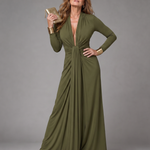 Sienna | Deep-V Long-Sleeve Maxi Dress