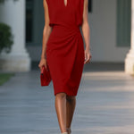 Jayda | Midi Dress with Side Draping and Sophisticated Charm