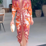 Eva | Sun Escape Unique Print Dolman Midi Dress