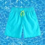 Men Shinny Plain Waterproof Swim Trunks