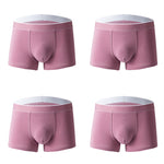 4Pcs Men's Cotton Solid Mid-rise Trunks