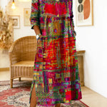 Manuela | Printed Dress with Ethnic Patchwork