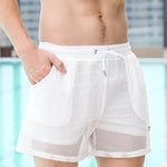 Mens Mesh Loose See Through Swim Shorts