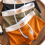 3 Pack Men's Elephant Trunk Separate Cotton Sexy Mid-Rise Solid Color Trunks