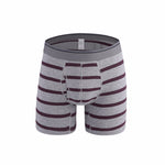 Men's Cotton Striped Boxer Brifs Fly Front with Pouch