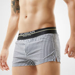 Mens 100% Cotton Striped Loose Home Boxer Shorts