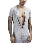 Men’s Button-Front One-Piece Romper – Soft, Stretchy & Comfortable Fit