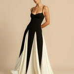 Vida | Elegant Contrast Ruffles Maxi Dress