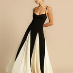 Vida | Elegant Contrast Ruffles Maxi Dress
