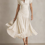 Adriana - Retro Striped Satin Midi Dress
