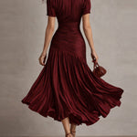 Adriana - Retro Striped Satin Midi Dress