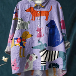 Esperanza | Women's Dog Art Print Casual Shirt