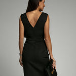 Hattie | Elegant V-Neck Slit Dress