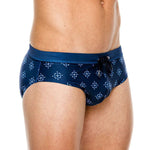 Men Geometry Drawstring Bikini Swim Briefs