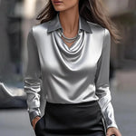 Lashay | Elegant Shiny Blouse with V-Neck