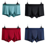 4 Pcs Seamless Ice Silk Solid Men's Boxer Briefs Set