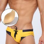 Men's Spliced Color Swim Briefs with Sponge Mats