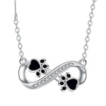 Infinity Paw Print Zirconia Necklace