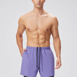 Men's Solid Color Anti-Exposure Liner & Breathable Running Activewear Shorts