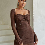 ELLIE™ - Elegant Glitter Mesh Bodycon Long Sleeve Party Dress