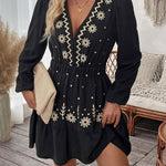 LOTTIE™ - Elegant Embroidered Long Sleeve Casual Dress