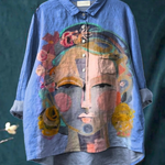 Harper | Oil Freda Portrait Art Printed Women's Casual Shirt