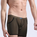 3 Pack Men's Long Leg Boxer Briefs Made of Ultra-Thin Ice Silk with Anti-Wear Elastic