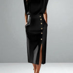 Olena | Elegant Button Midi Dress