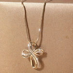 White Gold Twisted Cross Necklace