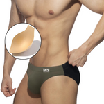 Men's Color Block Swim Briefs with Removable Pad