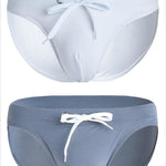 Mens U Convex Pouch Drawstring Solid Swimming Briefs