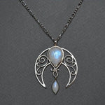 Moonstone Crescent Pendant Necklace