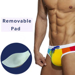 Mens Beachwear Bulge Pouch Paded Swim Briefs