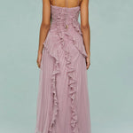 Alora | Pleated Suspender Long Dress with Slits Dress