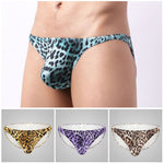 4 Pack Men's U-Convex Leopard Print Nylon Bikini