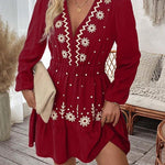 LOTTIE™ - Elegant Embroidered Long Sleeve Casual Dress
