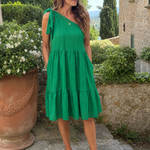 Zema | One Shoulder Bow Detail Knee Length Dress