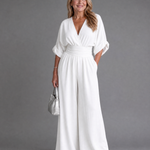 Carmen | Draped V-Neck Wide-Leg Jumpsuit
