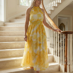 Jayla | Gathered Halter Midi Dress