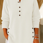 Avenelle- Casual Ribbed Long Sleeve Henley Top