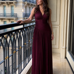 Aurora | Pleated V-Neck Midi Dress