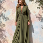 Sienna | Deep-V Long-Sleeve Maxi Dress