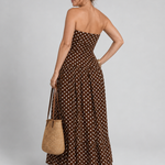 Sorien | Strapless Polka Dot Pattern Midi Dress
