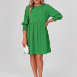 Corinne | Long Sleeve Smocked Cuffs Mini Dress